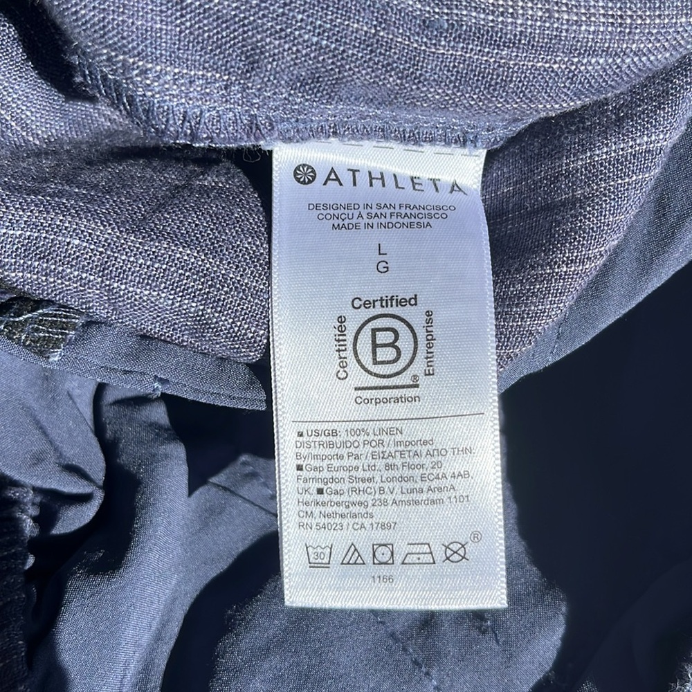 Athleta Cabo Linen Textured Blue Wide Leg Pants - Picture 13 of 14